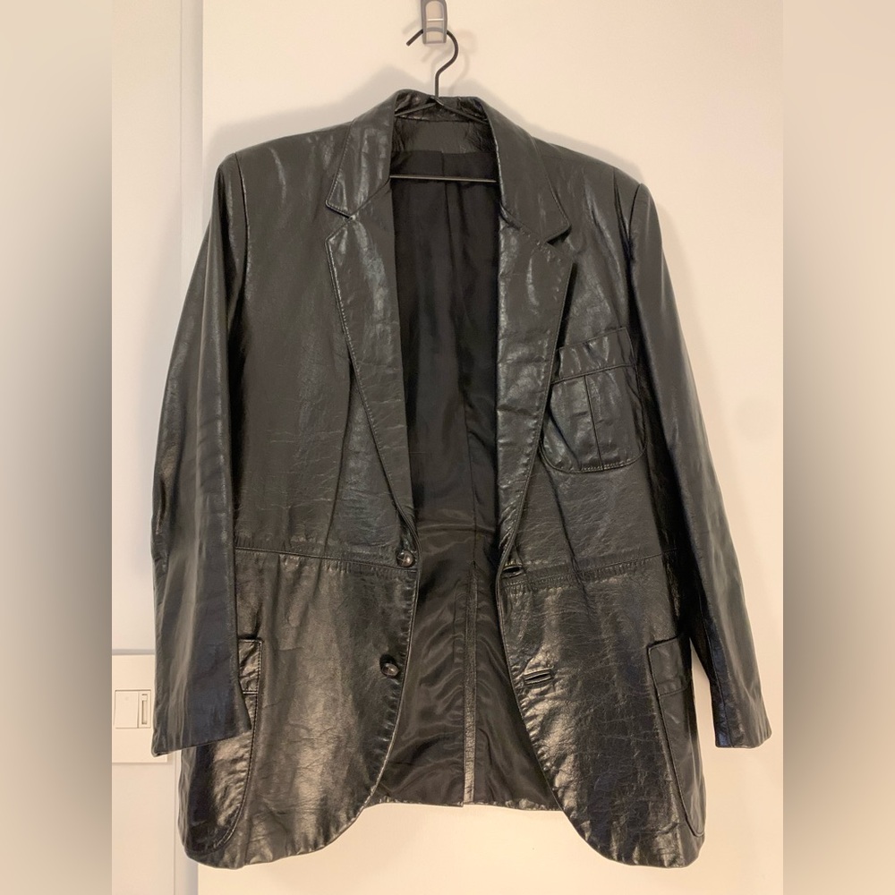 Vintage 90s Dominique Genuine Black Leather Jacket/Blazer Women’s Size M
